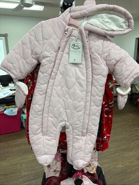 Carter's Light Pink Quilted Hooded Footed Snowsuit